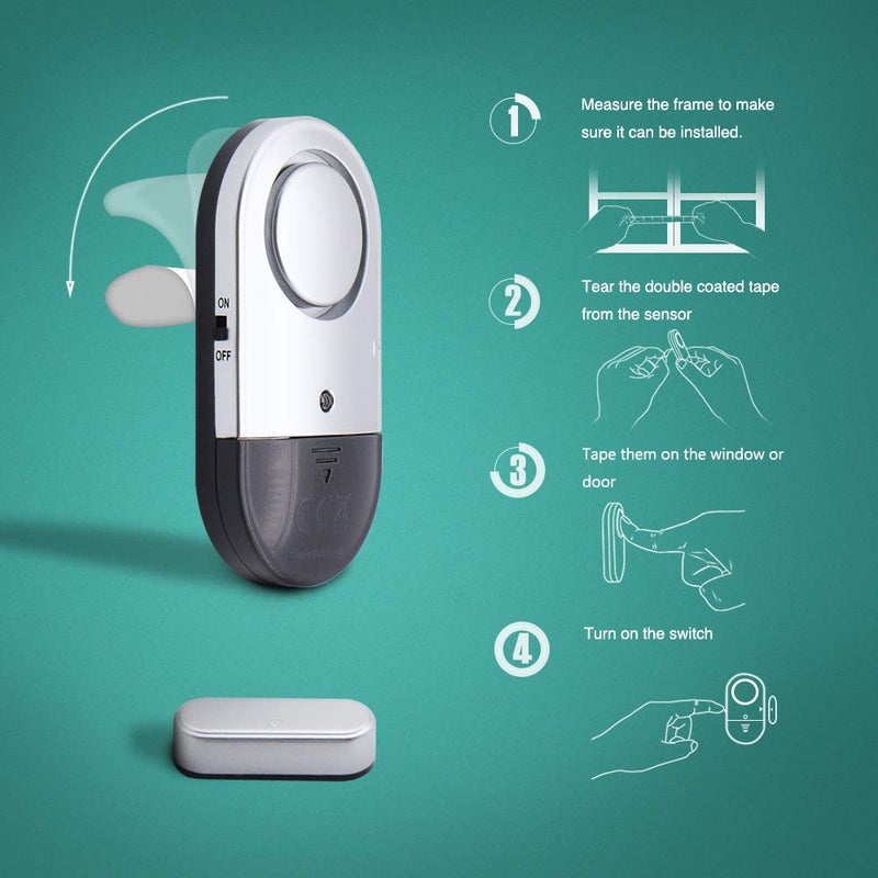 Flyoukki 120 DB Loud Door and Window Open Alarm Sensor 2 Pack for Kids, Dementia Patients Safety, Wireless Security Alarms Keep Your Home, Pool, Cabinet, Business Safe - Image 4